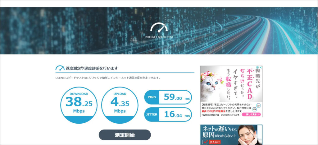 WiMAX 7時台の速度